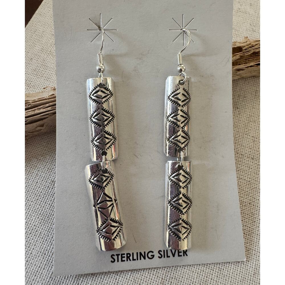 Nova Ashley Navajo Native American Sterling Silver Dangle Earrings